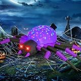 COMIN 9FT Halloween Inflatables Decorations Purple Spider Yard LEDs Decor