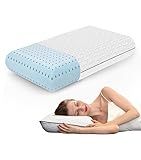 Cooling Gel Memory Foam Pillow - 1-Pack - Standard Size Bed Pillows For Sleeping - Medium-Firm - Back, Stomach and Side Sleeper Pillow - Shoulder & Back Pain Relief - Washable , Bamboo Viscose Cover