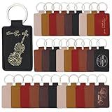 Tikjiua 30 Pcs Leather Key Fob Kit, Rectangular Leather Keychain Blanks with Keychain Rings, PU Laser Engraving Key Chain, Stamping Diy Crafts for Leather Working