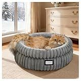 BALANCE Cat Bed Kitten Bed, Washable Round Cat Beds for Indoor Cats, Super Soft Plush Faux Fur Pet Bed for Puppy and Kitten with Anti-Slip Bottom