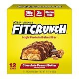 FitCrunch 16g High Protein Baked Bar, Chocolate Peanut Butter, 12 Ct