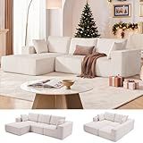 108” Modular Sectional Sofa, Cloud Sectional Couch with Deep Seat, Modern Modular L-Shape Sofa Couch with Chaise,Upholstered Boneless Couches for Living Room Bedroom (Beige, Left Facing Chaise)