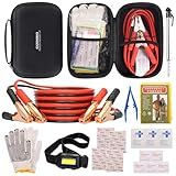Car Emergency Kit with Battery Jumper Cables,Car Accessories for Men or Women,Emergency Car Kit,Roadside Automotive Safety Kit for Car,Vehicle,Truck or SUV,Gifts for Men or Him,Black