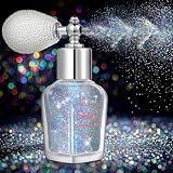 Body Glitter Spray, Loose Body Shimmer Powder Hairspray Fine Glitter Sparkle Highlighter Powder Makeup Mardi Gras Festival for World Cup Concert Party Rave Clothes Hair Face (Glint-Rainbow)