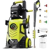 2026Upgraded Pressure Washer 5000PSI with Adj-8-Level Touch Screen, 34" Tall Power Washer, 4 Quick Connect Nozzles, Inlet Hose&Filter&500mlFoam Cannon for Cars/Fences/Driveways/Home Cleaning, Yellow