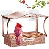 Window Bird Feeder with Strong Suction Cups, Metal Outdoor Gift - Curved