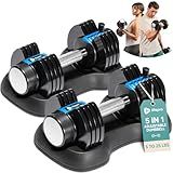 Lifepro Adjustable Dumbbells Set/Single - 15lb 43lb 55lb 90lb 25 lb Dumbbell Sets with Rack - Quick Adjust, Secure Grip weights dumbbells set - Compact Hand Weights for Women/Men at Home Gym