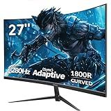 ZZA Computer Monitor Frameless Ultra-Fast,27" Curved Gaming Monitor 1500R,1080p, 1ms 240Hz, FreeSync,2X HDMI 1.4, 2X DP 1.2,Gaming Monitor 90% DCI-P3,100% sRGB,VESA Metal Stand