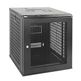 Tecmojo 12U Wall Mount Rack Network Cabinet for 19” IT Equipment,with Lockable Mesh Door and Removable Side Panels,Cooling Fan,Black,17.7inch Deep