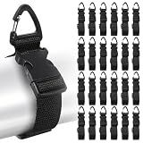 24 Pack Heavy Duty Adjustable Extension Cord Holder Organizer with Triangle Clips 17-Inch Cord Storage Straps for Garage, Workshop, Home Organization and Storage, Black