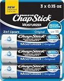 ChapStick Moisturizer Original Lip Balm Tubes, SPF 15 and Skin Protectant - 0.15 Oz (Pack of 3)