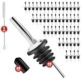 48 Pack Stainless Steel Bottle Pourers for Alcohol, Liquor, and Wine - Bar Accessories, Spouts for Bottles and Dispensers
