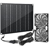 Solar Fan 30W Solar Powered Fan | Panel with 2 IPX7 Weatherproof Fans 5In Fans, Intake or Exhaust Air Fan, Suitable for Outside Chicken Coops, Greenhouses, Pet Houses