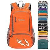 FENGDONG 35L Lightweight Foldable Waterproof Packable Travel Hiking Backpack Daypack for men women Orange