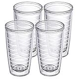 Homestead Choice 16oz Insulated Tumblers Plastic Keeps Drinks Cold & Hot, 4pk Double Walled Clear Insulated Drinking Glasses Cup, BPA-Free, Dishwasher Safe Reusable