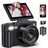 5K Digital Camera for Photography - 75MP WiFi Vlogging Camera for YouTube - UHD 18X Zoom Digital Cameras with Flip Screen 3" 180° - Travel Flash Camara for Beginners & Adults
