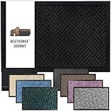 GORILLA GRIP 100% Waterproof All-Season WeatherMax Doormat US Designed Natural Rubber, Stain and Fade Resistant, Low Profile Indoor Outdoor Door Mats, Easy Clean Patio Mat, 17x29, Black Diamond