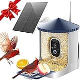 SOLIOM Smart Bird Feeder with Camera, 2K HD WiFi Bird Watching Camera with AI Identify Birds Species, Live View, Instant Notifications, Full Color Night Vision with 3W Solar Panel, BF02