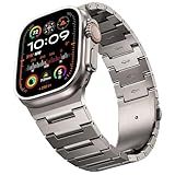 i-Boruly Pure Titanium Band for Apple Watch Ultra 3/2/1 (49mm), Series 11 10 9 8 7 6 5 4 SE (46/45/44mm) - Waterproof Lightweight Metal Strap with Adjustment Tool,Men Durable Business Design (Titanium Color)