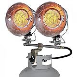 Comfort Gear Double Tank Top Portable Propane Radiant Heater, 30,000 BTUs, Instant Infrared Heat, for Jobsite/Garage/Workspace, Up to 48 Hrs on 20 lb Tank, Outdoor Use Only