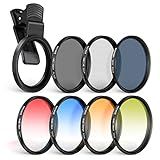 NEEWER 52mm ND + CPL + Star + 4 Graduated Color Filter Set with Phone Lens Clamp Compatible with iPhone 17 16 16e 15 14 Pro Max Plus Canon Nikon Sony Camera
