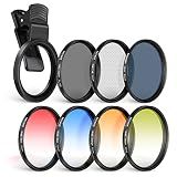 NEEWER 52mm ND + CPL + Star + 4 Graduated Color Filter Set with Phone Lens Clamp Compatible with iPhone 17 16 16e 15 14 Pro Max Plus Canon Nikon Sony Camera