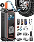 OlarHike Cordless Tire Inflator Portable Air Compressor, 150PSI Dual Power, 5400mAh & 12V DC Air Pump for Car Tires, Bike, Motorcycle, Bicycle, Electric Pump with LED Light & Digital Pressure Gauge