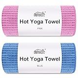 HOMEXCEL Hot Yoga Towels 2 Pack, (26.5" x 72") Non-Slip & Ultra-Absorbent Microfiber Yoga Mat Towels for Hot Yoga, Pilates, Exercise, Fitness, Bikram and Workout, Blue/Pink
