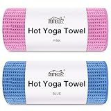 HOMEXCEL Hot Yoga Towels 2 Pack, (26.5" x 72") Non-Slip & Ultra-Absorbent Microfiber Yoga Mat Towels for Hot Yoga, Pilates, Exercise, Fitness, Bikram and Workout, Blue/Pink