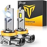 Termitor H11/H8/H9 Light Bulbs, 45,000LM 12X Super Brightness, 360° Adjustable Quick Install, 6500K Cool White H11/H16 Fog Lights Bulb, 1:1 Mini Size with Cooling Fan, IP68, Plug N Play, Pack of 2