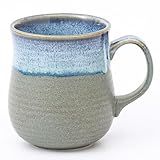 HYTYSKAR 21 oz Large Ceramic Coffee Mugs, Pottery Mug Handmade, Ceramic Tea Cups with Handle for Office and Home, Dishwasher and Microwave Safe (Blue Grey)
