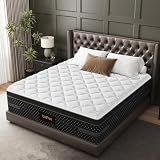 UniPon Medium Firm Queen Size Mattress, 14 inch Hybrid Mattress in a Box with Zoned Lumbar Support for Side Sleepers, Pressure Relief, Fiberglass Free, 365 Nights Trial, 10 Years Warranty
