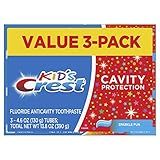 Crest Kid's Cavity Protection Toothpaste, Crest Kids Toothpaste, For Children And Toddlers 2+, Sparkle Fun, 4.6 Oz (Pack of 3), Toothpaste For Kids, Packaging may vary