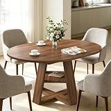 43.3"-59" Extendable Round Oval Dining Table for 4-8 with Storage Shelf