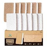 Isshah Plant-Based Kitchen Sponges - FSC Certified and PETA Approved, Natural, Eco-Friendly, Biodegradable Sisal Hemp Sponges for Dishes, Cleaning Sponge for Kitchen, Bathroom, Household - 12 Count