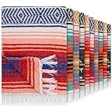 Haull 10 Pcs Large Mexican Blankets Bulk 51" x 71" Yoga Authentic Throw Mexican Serape Blanket Colorful Striped Falsa with Fringed for Outdoor Travel Camping Beach Picnic Home Decor