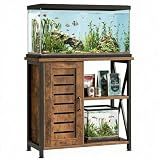 Herture 20-29 Gallon Fish Tank Stand, Aquarium Stand with Cabinet Accessories Storage, Heavy Duty Metal Frame, 31.49" L*15.74" W Tabletop, 330LBS Capacity, Rustic Brown PG07YGN