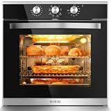 VIKIO HOME 24 Inch Wall Oven, Single Wall Oven with 8 Cooking Functions, Mechanical Knob Control Built-in Oven, 2.83 Cu.Ft-80L Large-Capacity Oven