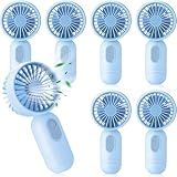 Rossesay 6 Pcs Mini Portable Fan 3 Speed Rechargeable, Blue