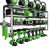 Power Tool Organizer Wall Mount, 4 Layers Tool Storage Rack with 8 Cordless Drill Holders, Power Tool Shelf Loads 400lbs for Garage, Warehouse, Workshop, Gifts for Men, Husband (Bohemian)