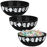 Didaey 3 Pcs Halloween Candy Bowl Plastic Trick Treat Candy Bowls Halloween Party Supplies Large Party Plastic Serving Tableware Holders(Ghost)