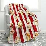 Jekeno Movie Popcorn Theme Blanket Gifts for Women Men Girls Boys Adult Kids Birthday Christmas for Family Cinema Theater Room Sofa Couch Decor Soft Plush Cozy Fuzzy Lightweight Throw Blankets 50"x60"