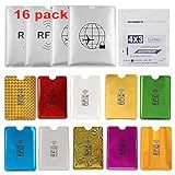 Luumxai 16 RFID Blocking Sleeves Set (10 Credit Card Holders & 4 Passport Protectors) Identity Theft Protection Secure Sleeves Set.Waterproof aluminum foil slim Design easily into your Wallet