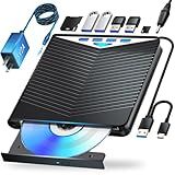 Dainty 7-in-1External Blu ray Drive Read/Write with Bluray Burner USB 3.0 and Type-C Compatible with/Windows7-11 Mac OS Support for BD/DVD/CD Drive, Windows 7-11 & Mac, PC M-DISC(Black)