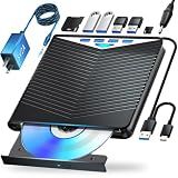 Dainty 7-in-1External Blu ray Drive Read/Write with Bluray Burner USB 3.0 and Type-C Compatible with/Windows7-11 Mac OS Support for BD/DVD/CD Drive, Windows 7-11 & Mac, PC M-DISC(Black)