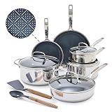 Blue Diamond Hybrid 12 Piece Stainless Steel Nonstick Cookware Set