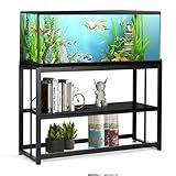 VOWNER 55-75 Gallon Fish Tank Stand - Metal Aquarium Stand, 48.4" x 14.9" x 29.5" Heavy Duty Reptile Tank Stand, Adjustable 2-Tier Fish Tank Rack Shelf for Home Office, Tank not Included, Black