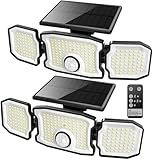 tanlark Solar Flood Lights Outdoor- 2800LM 200LED Solar Motion Sensor Lights, 3 Heads & 3 Modes Flood Lights, 270° Wide Angle Solar Powered Security Lights for Yard, Garage(2 Pack)