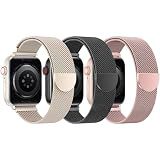 BELONGME 3 Pack Mesh Loop Compatible with Apple Watch Bands for Women Men