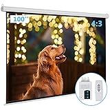 Kshioe Motorized Projector Screen with Remote Control, No Wrinkles, Without Dents, HD Screen, for Home Theater Office Classroom TV Usage (100in 4:3)